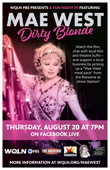 WQLN Free Online Screening on August 20 of PBS/American Masters film Mae West: Dirty Blonde