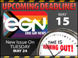 Deadline for June 2022 print edition (issue #319) of Erie Gay News is Sunday, May 15, comes out Tuesday, May 24, Includes Pride Guide!
