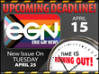 Deadline for May 2023 print edition (issue #330) of Erie Gay News is Satuday, April 15, comes out Tuesday, April 25! Includes Voters Guide for May 16 Primary!