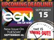 2023-09-15 Deadline for Erie Gay News October 2023 print edition (#335) promo