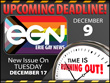 Deadline for January 2025 print edition (issue #350) of Erie Gay News is Monday, December 9, comes out Tuesday, December 17! Early deadline due to holidays!