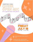 Special Date and Location for Compton Table's Queer Open Mic for July
