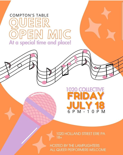 Compton's Table Queer Open Mic at 10/20 Collective on July 18