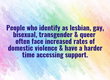Meeting about LGBTQ+ Dating & Domestic Violence, Sexual Assault and Stalking