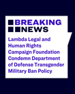 Lambda Legal and Human Rights Campaign Foundation Condemn Department of Defense Transgender Military Ban Policy